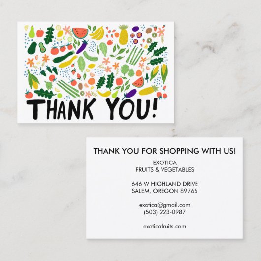 Lebensmittel Obst Veggies farbenfroh Vielen Dank b Visitenkarte (Vorne/Hinten)