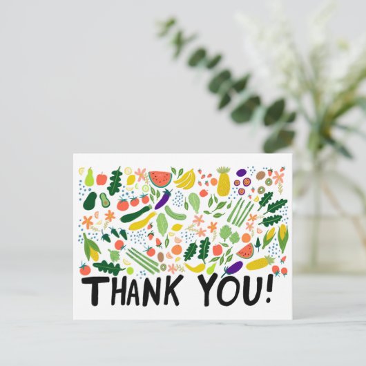 Lebensmittel Obst Veggies farbenfroh Vielen Dank Postkarte (Stehend Vorderseite)
