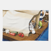 Lebensmittel Papiertüte Katze Ktichen Blue Geschirrtuch (Horizontal)