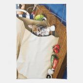 Lebensmittel Papiertüte Katze Ktichen Blue Geschirrtuch (Vertikal)