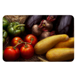 Lebensmittel - Paprikaschoten, Tomaten, Squash und Magnet