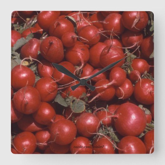 Lebensmittel Quadratische Wanduhr (Vorderseite)