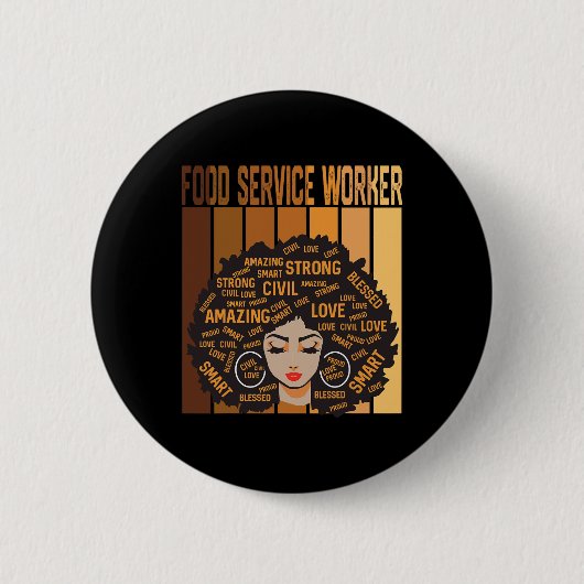 Lebensmittel-Service-Mitarbeiter Afro-Afrikanische Button (Vorderseite)