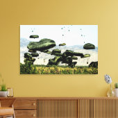 Lebensmittel- und Wassermengen werden in Luft geli Leinwanddruck (Insitu (Wohnzimmer))