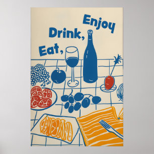 Lebensmittel- und Wein-Kunstposter Trendy Küche (S Poster