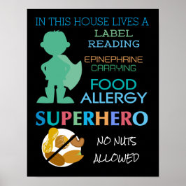 Lebensmittelallergie Superhero No Nuts Zulässige J Poster