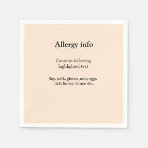 Lebensmittelallergie-Warnung Name hinzufügen Text Serviette
