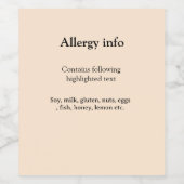 Lebensmittelallergie-Warnung Name hinzufügen Text Weinetikett (Einzelnes Label)