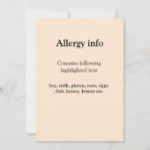 Lebensmittelallergie-Warnung Name Text Lebensmitte Einladung (Rückseite)