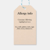 Lebensmittelallergie-Warnung Name Text Lebensmitte Geschenkanhänger (Rückseite)
