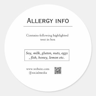 Lebensmittelallergie-Warnung Name-Text Lebensmitte Runder Aufkleber