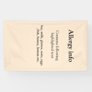Lebensmittelallergie-Warnung Namen hinzufügen Text Banner