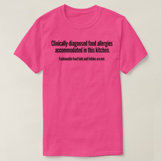 Lebensmittelallergien T-Shirt (Design vorne)