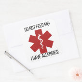 Lebensmittelallergikaufkleber für die Kinderbetreu Quadratischer Aufkleber (Umschlag)