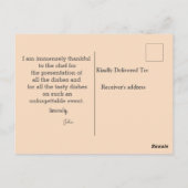 Lebensmittelbedanke Postkarte (Rückseite)