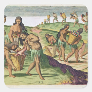 Lebensmittelbeschaffung für das Gemeinschaftsspeic Quadratischer Aufkleber