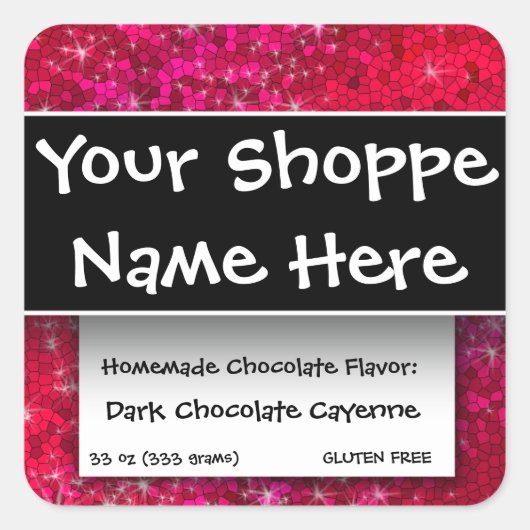 Lebensmittelcontainer-Kerzen-Label Ruby Red Jewel Quadratischer Aufkleber (Vorderseite)