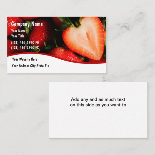 LebensmittelErdbeeren Business Cards Visitenkarte (Vorne/Hinten)