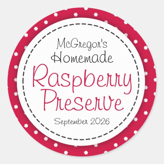 Lebensmitteletikett für runder Himbeere oder Marme Aufkleber (Vorderseite)