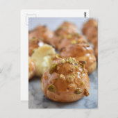 Lebensmittelfotografie Caramel Nut Cream Puff Chou Postkarte (Vorne/Hinten)