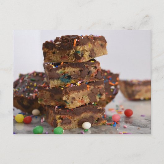 Lebensmittelfotografie Chocolate Chip Cookie Bars Postkarte (Vorderseite)