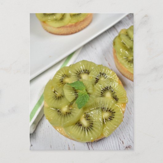 Lebensmittelfotografie Kiwi Fruchtartlet Pastrie Postkarte (Vorderseite)
