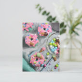 Lebensmittelfotografie Mattiert Rosa Donut Macaron Postkarte (Stehend Vorderseite)