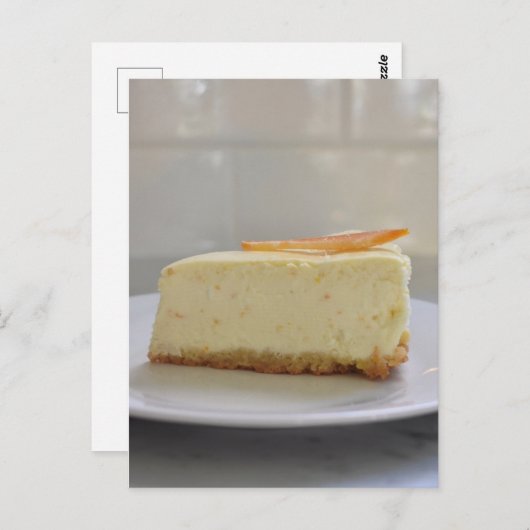 Lebensmittelfotografie Orange Cheesecake Cake Slic Postkarte (Vorne/Hinten)