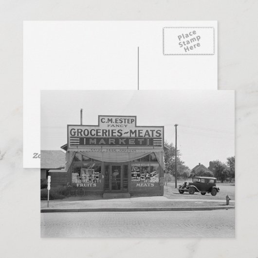 Lebensmittelgeschäft, 1938 postkarte (Vorne/Hinten)