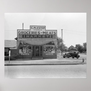 Lebensmittelgeschäft, 1938. Vintages Foto Poster