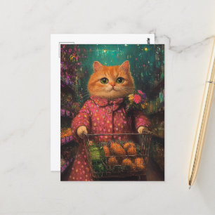 Lebensmittelgeschäft Adorable Ginger Cat Postkarte