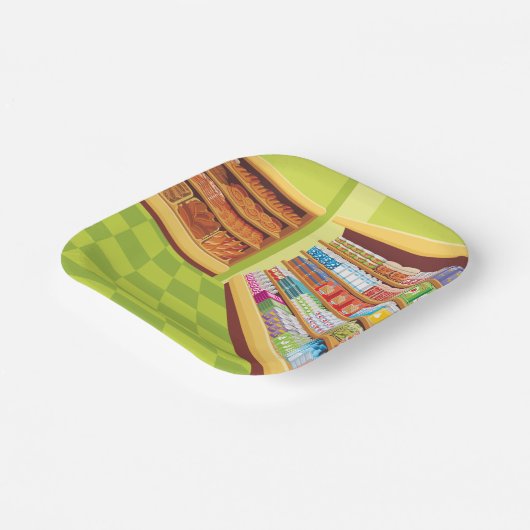 Lebensmittelgeschäft Aisle und Bäckerei Pappteller (Gewinkelt)