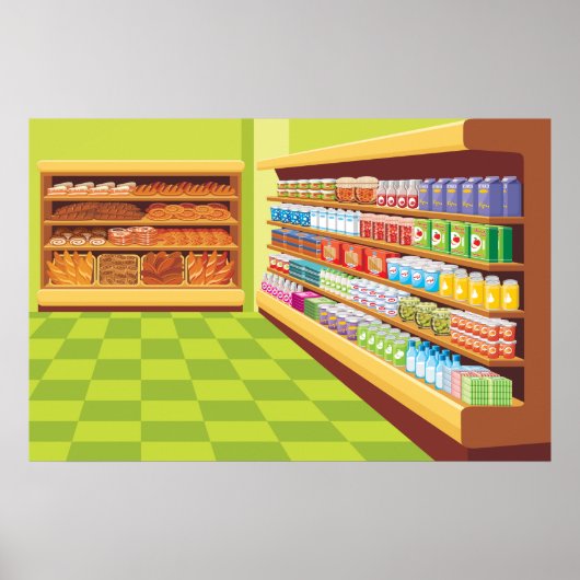 Lebensmittelgeschäft Aisle und Bäckerei Poster (Vorne)