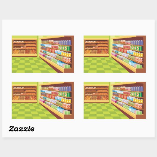 Lebensmittelgeschäft Aisle und Bäckerei Rechteckiger Aufkleber (Blatt)