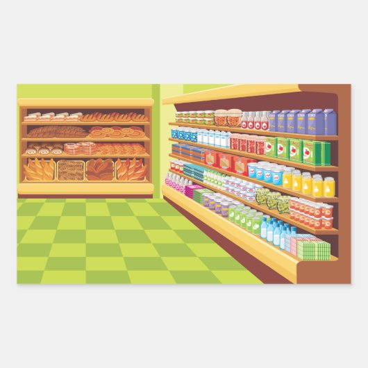 Lebensmittelgeschäft Aisle und Bäckerei Rechteckiger Aufkleber (Vorderseite)