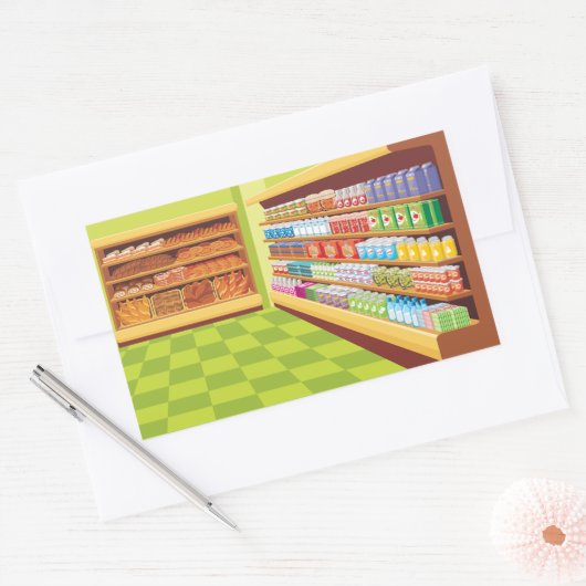 Lebensmittelgeschäft Aisle und Bäckerei Rechteckiger Aufkleber (Umschlag)