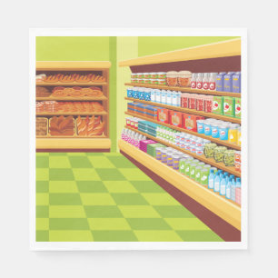 Lebensmittelgeschäft Aisle und Bäckerei Serviette