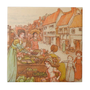 Lebensmittelgeschäft am Vintagen Markttag Fliese