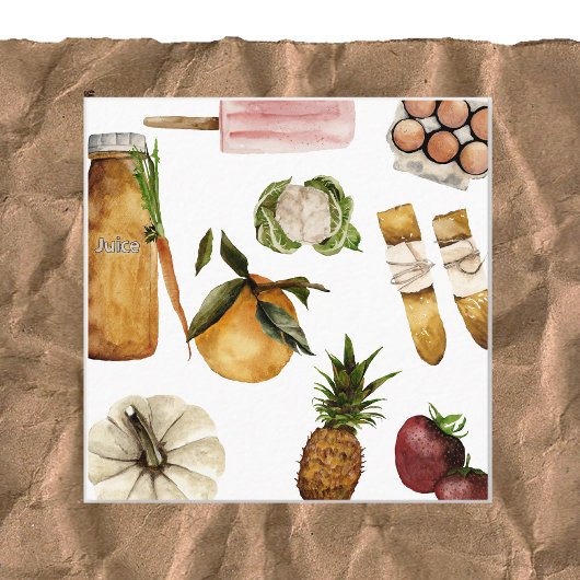 Lebensmittelgeschäft Bio Store Wasserfarbe Moderne Quadratische Visitenkarte