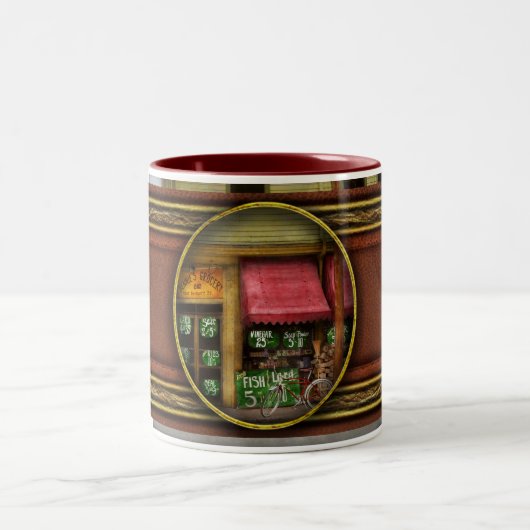 Lebensmittelgeschäft - Der Lebensmittelhändler in Zweifarbige Tasse (Mittel)