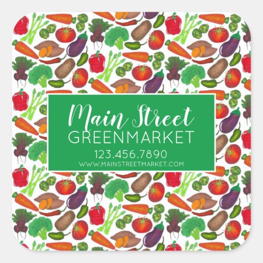 Lebensmittelgeschäft Gemüseanbau Quadratischer Aufkleber (Vorderseite)