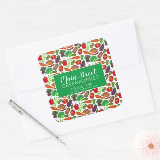 Lebensmittelgeschäft Gemüseanbau Quadratischer Aufkleber (Umschlag)