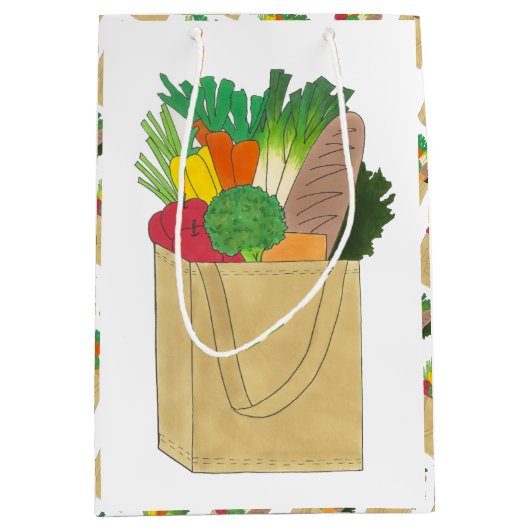 Lebensmittelgeschäft Großmarkt Obst Gemüse Mittlere Geschenktüte (Vorderseite)
