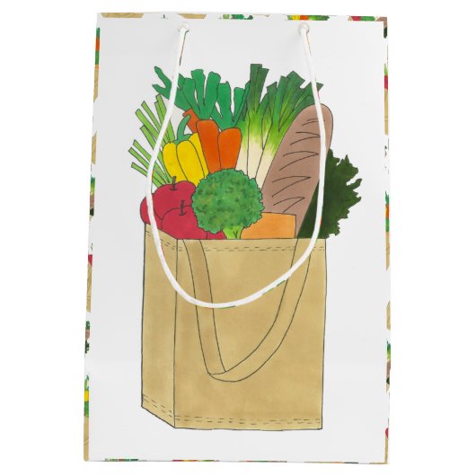 Lebensmittelgeschäft Großmarkt Obst Gemüse Mittlere Geschenktüte (Rückseite)