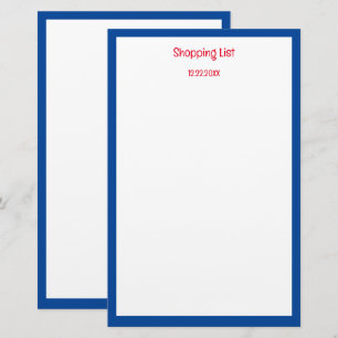 Lebensmittelgeschäft Liste Blue Border Custom Colo Briefpapier