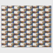 Lebensmittelgeschäft Papiertasche Katze Küche Blau Geschenkpapier (Flach)