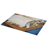 Lebensmittelgeschäft Papiertasche Katze Küche Blau Schneidebrett (Ecke)