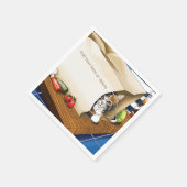 Lebensmittelgeschäft Papiertasche Katze Küche Blau Serviette (Ecke)