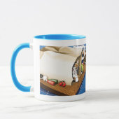 Lebensmittelgeschäft Papiertasche Katze Küche Blau Tasse (Links)