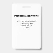 Lebensmittelgeschäft Supermarkt Mitarbeiter Foto I Ausweis (Rückseite)